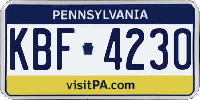 PA license plate KBF4230