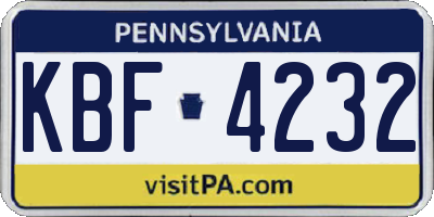 PA license plate KBF4232