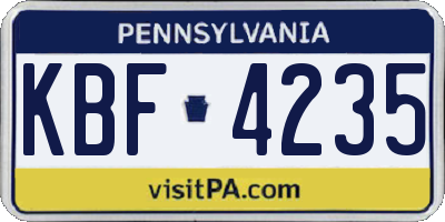 PA license plate KBF4235
