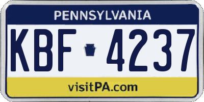 PA license plate KBF4237