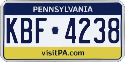 PA license plate KBF4238