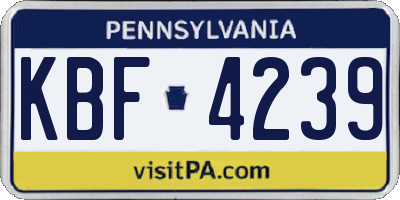 PA license plate KBF4239
