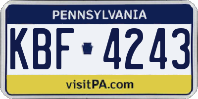 PA license plate KBF4243