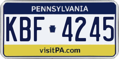 PA license plate KBF4245