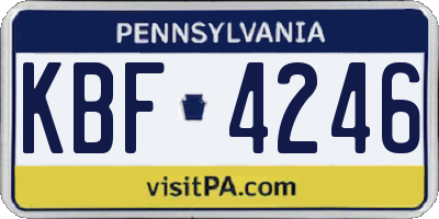 PA license plate KBF4246