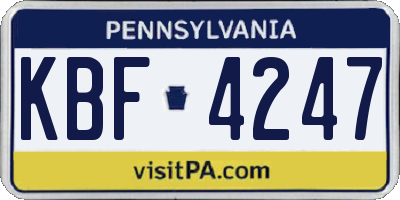 PA license plate KBF4247