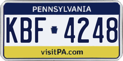 PA license plate KBF4248