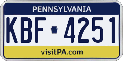 PA license plate KBF4251