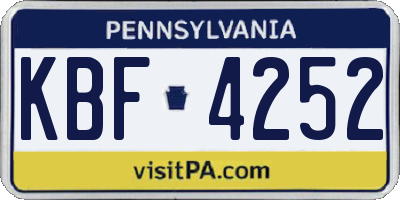 PA license plate KBF4252