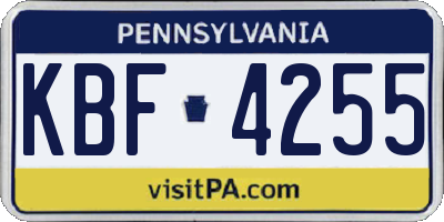 PA license plate KBF4255