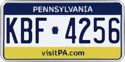 PA license plate KBF4256