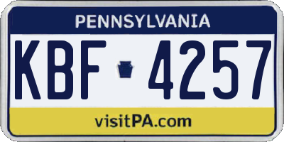 PA license plate KBF4257