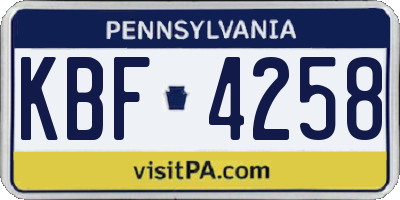 PA license plate KBF4258