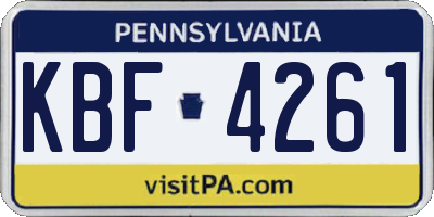 PA license plate KBF4261