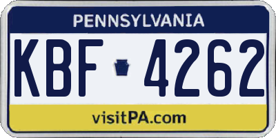 PA license plate KBF4262