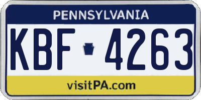 PA license plate KBF4263