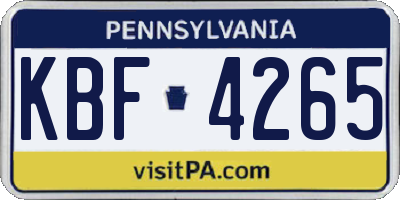PA license plate KBF4265