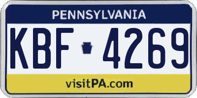PA license plate KBF4269