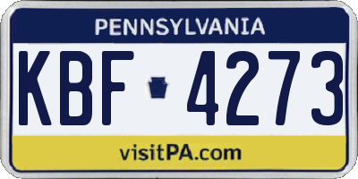 PA license plate KBF4273
