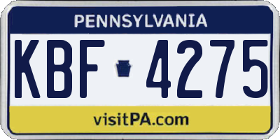 PA license plate KBF4275