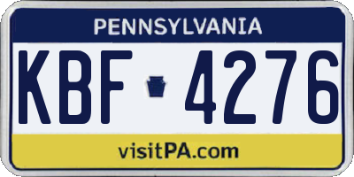 PA license plate KBF4276