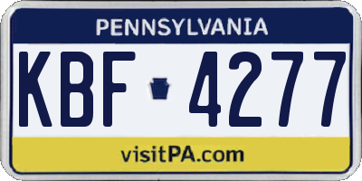 PA license plate KBF4277