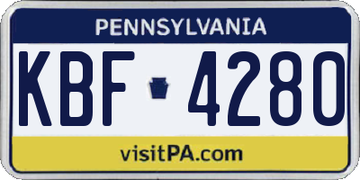 PA license plate KBF4280