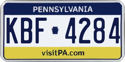 PA license plate KBF4284