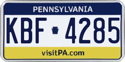 PA license plate KBF4285