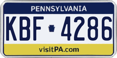 PA license plate KBF4286