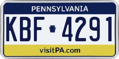 PA license plate KBF4291