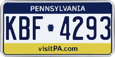 PA license plate KBF4293