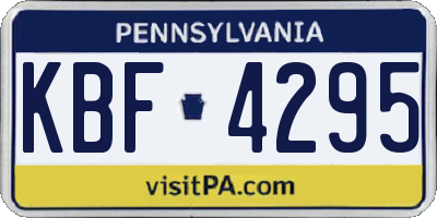 PA license plate KBF4295