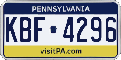PA license plate KBF4296