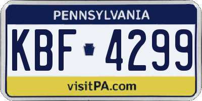 PA license plate KBF4299