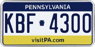 PA license plate KBF4300
