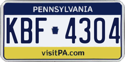 PA license plate KBF4304