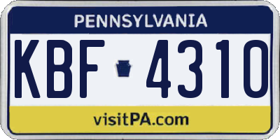 PA license plate KBF4310