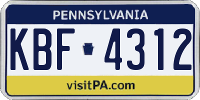 PA license plate KBF4312
