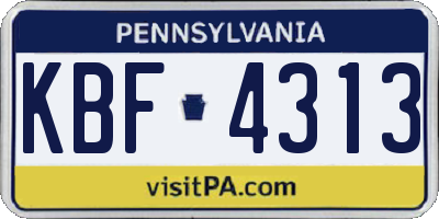 PA license plate KBF4313