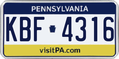 PA license plate KBF4316