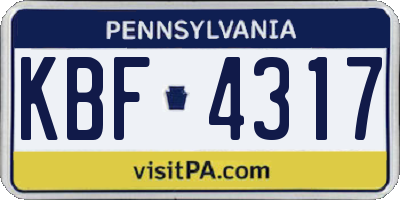 PA license plate KBF4317