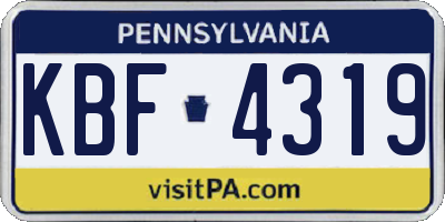 PA license plate KBF4319