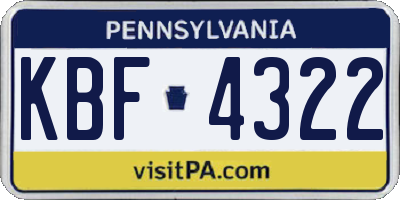 PA license plate KBF4322