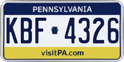 PA license plate KBF4326