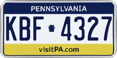 PA license plate KBF4327