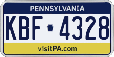 PA license plate KBF4328