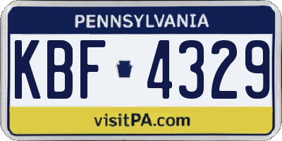 PA license plate KBF4329