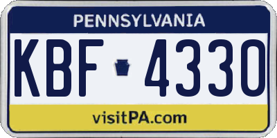 PA license plate KBF4330