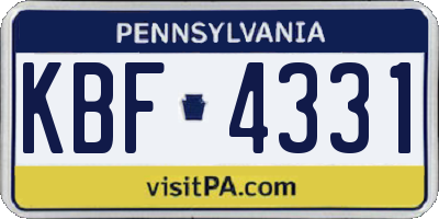 PA license plate KBF4331